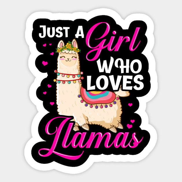 Funny Just A Girl Who Loves Llamas Cute Women Lama Sticker by theperfectpresents